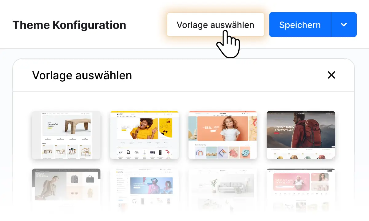 Theme-Konfiguration Vorlagen-Popup